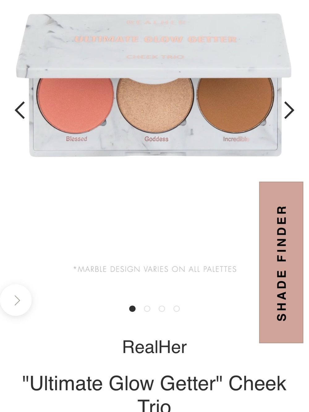 RealHer Ultimate Glow Getter Cheek Trio — Coral, Gold, Warm Brown
